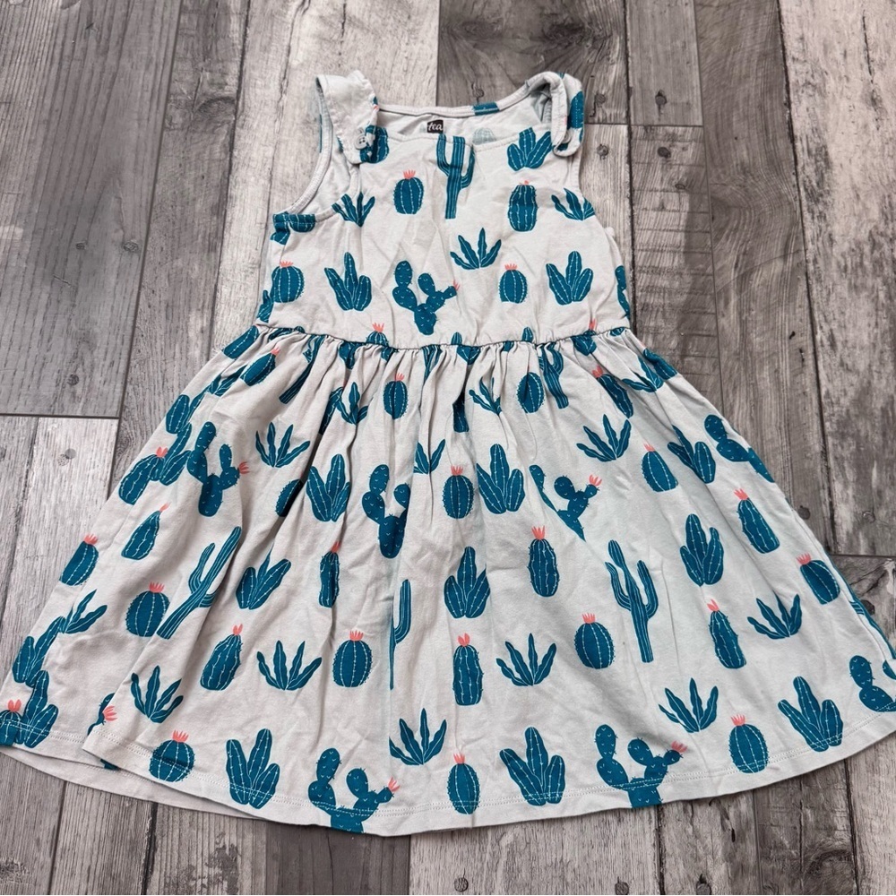 Tea Collection Girls Dress Size 6 Years Cactus Tank Summer Cotton Jersey Button